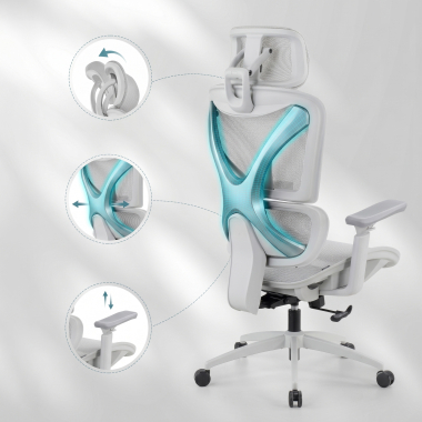 Custom adjustments for armrests, headrest, and seat
