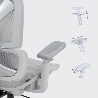 ergonomic chair white grey velstrom mesh 3d adjustable armrests double lumbar support headrest 12