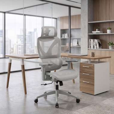 ergonomic chair white grey velstrom mesh 3d adjustable armrests double lumbar support headrest 16