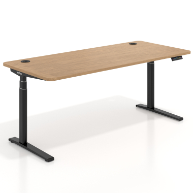 height adjustable desk black red oak erghos icon 1