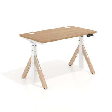 height adjustable desk white red oak erghos nature 1