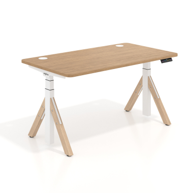 height adjustable desk white red oak erghos nature 1