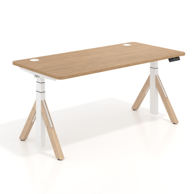 height adjustable desk white red oak erghos nature 1