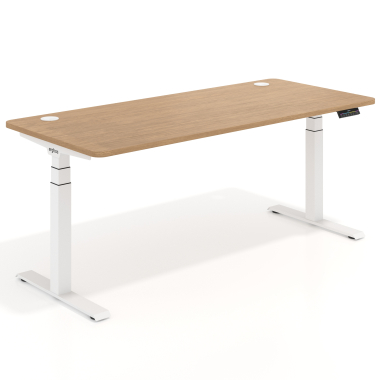 height adjustable desk white red oak erghos pro 1