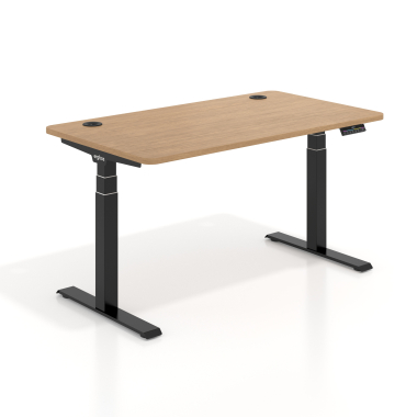 height adjustable desk black red oak erghos pro 1