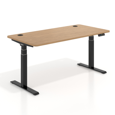 height adjustable desk black red oak erghos pro 1