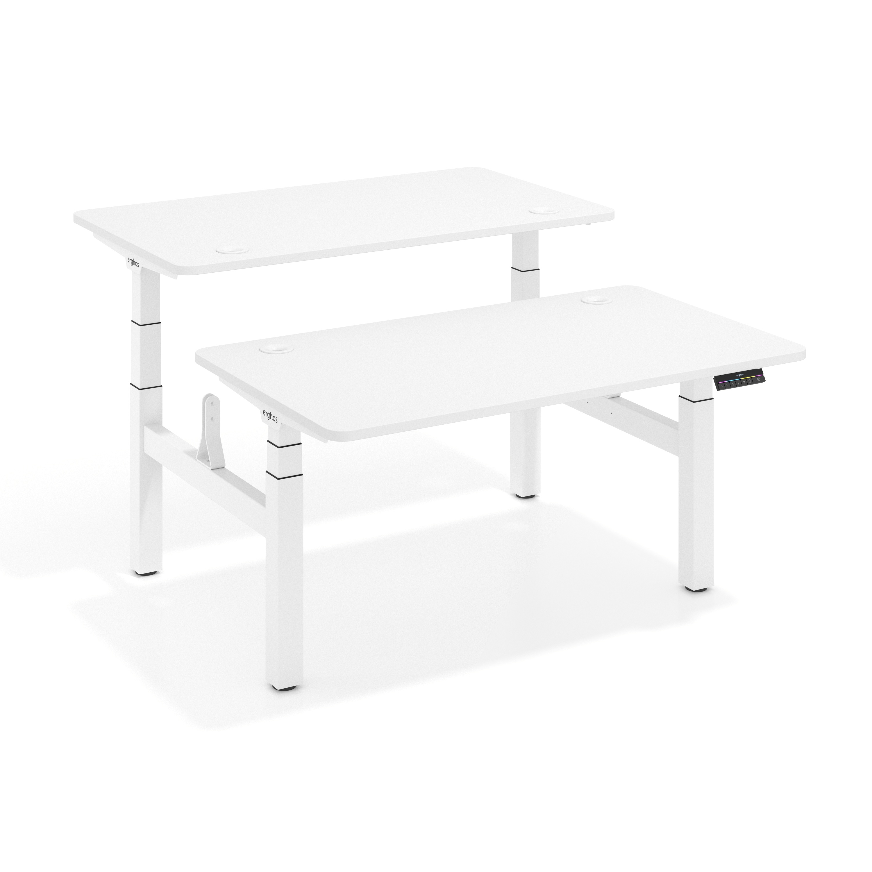 Double standing desk for 2 people, with 4 electric motors, high performance