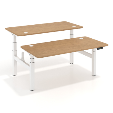 height adjustable desk white red oak erghos pro 1