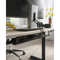 Open under-desk cable tray...