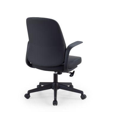 swivel chair black faux leather backrest synthetic leather fixed armrests 8