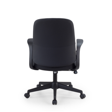 swivel chair black faux leather backrest synthetic leather fixed armrests 7