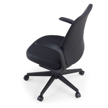 swivel chair black faux leather backrest synthetic leather fixed armrests 9