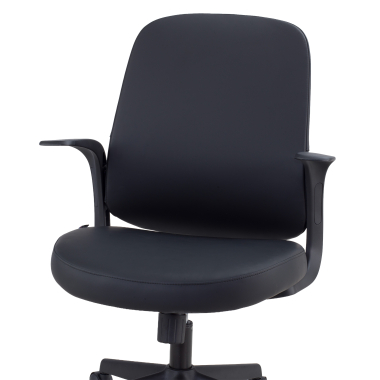 swivel chair black faux leather backrest synthetic leather fixed armrests 5
