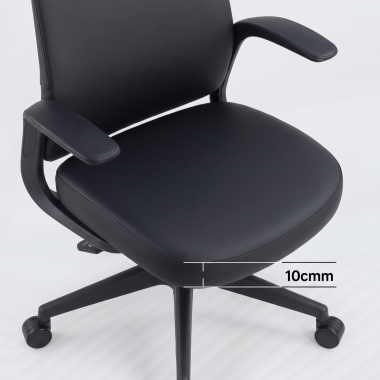swivel chair black faux leather backrest synthetic leather fixed armrests 11