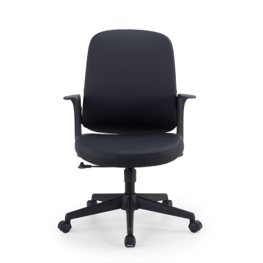 swivel chair black faux leather backrest synthetic leather fixed armrests 4