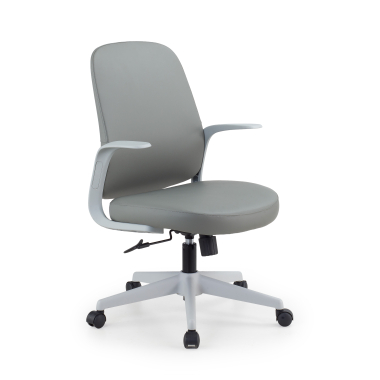 swivel chair gray faux leather backrest synthetic leather fixed armrests 1