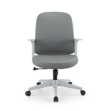 swivel chair gray faux leather backrest synthetic leather fixed armrests 3