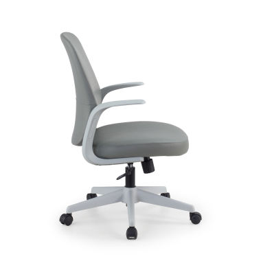 swivel chair gray faux leather backrest synthetic leather fixed armrests 4