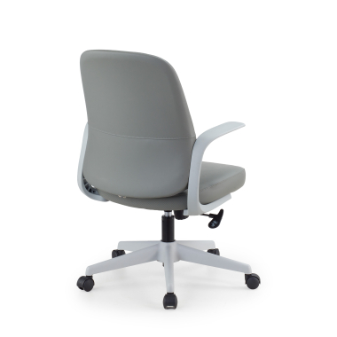 swivel chair gray faux leather backrest synthetic leather fixed armrests 8
