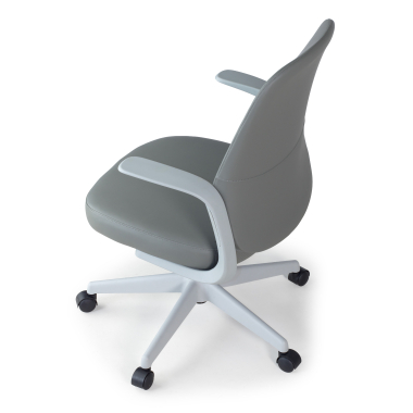 swivel chair gray faux leather backrest synthetic leather fixed armrests 9