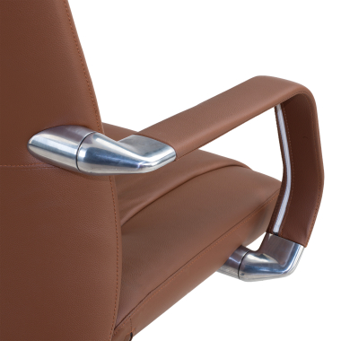 Leather upholstery and aluminum armrests