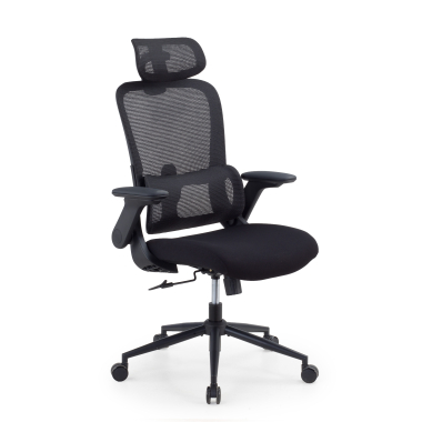 ergonomic chair black dexter mesh flip up armrests lumbar support headrest 1