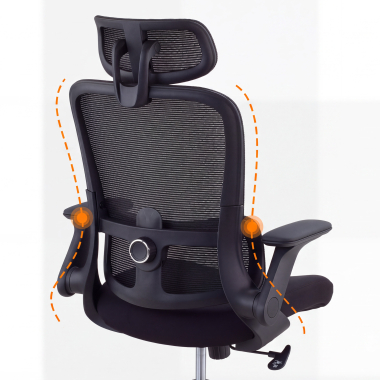 ergonomic chair black dexter mesh flip up armrests lumbar support headrest 8