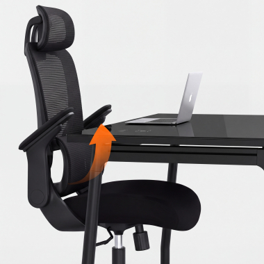 ergonomic chair black dexter mesh flip up armrests lumbar support headrest 11