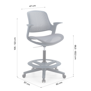 office stool anthracite dorian mesh fixed armrests 12
