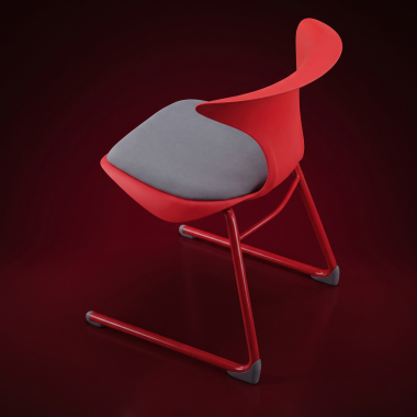 chair with writing tablet red sled base frame plastic no armrests 10