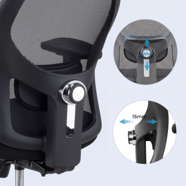 home office chair black without headrest mesh 2d adjustable armrests lumbar support 5