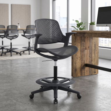 office stool anthracite dorian mesh fixed armrests 2