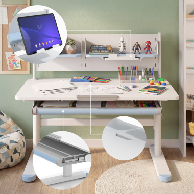 youth desk table white blue ergokid 7