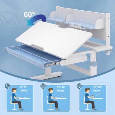 youth desk table white blue ergokid 8