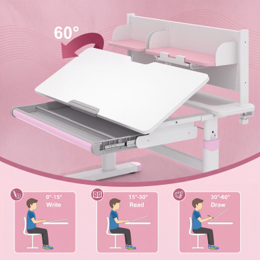 Tilting desktop from 0° to 60° for different activities