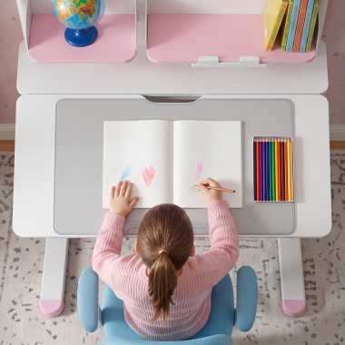 youth desk table white pink ergokid 5