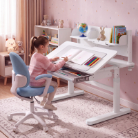 Kids’ desk ErgoKid, adjustable and multifunctional, with pull-out drawer, 100x60cm
