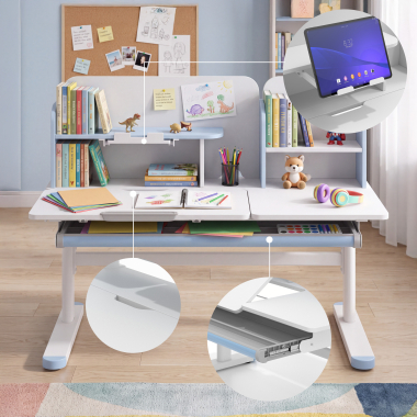 youth desk table white blue ergokid 7