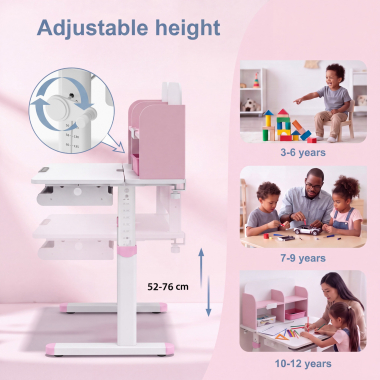 youth desk table white pink ergokid 5
