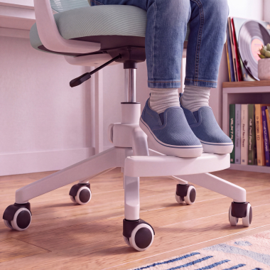 junior chair blue kiddo fabric flip up armrests extendable footrest 9