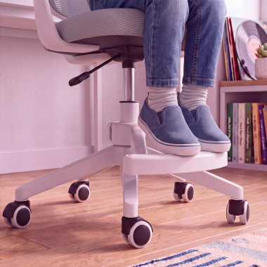 junior chair gray kiddo fabric flip up armrests extendable footrest 9