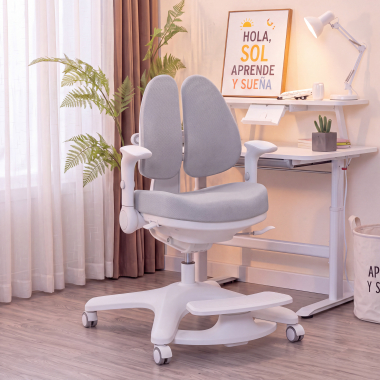 junior chair gray ergoduo fabric 2d adjustable armrests extendable footrest 9