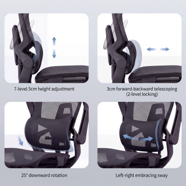 ergonomic chair black halo z3 mesh 4d adjustable armrests lumbar support headrest extendable footrest 6