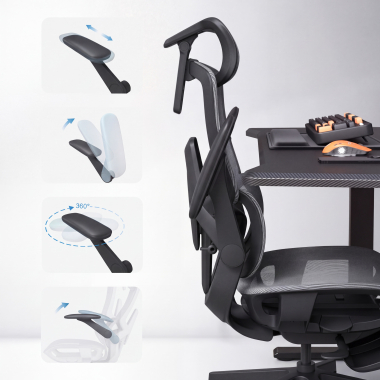 ergonomic chair black halo z3 mesh 4d adjustable armrests lumbar support headrest extendable footrest 7
