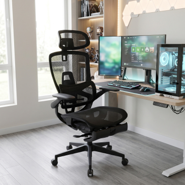 ergonomic chair black halo z3 mesh 4d adjustable armrests lumbar support headrest extendable footrest 2
