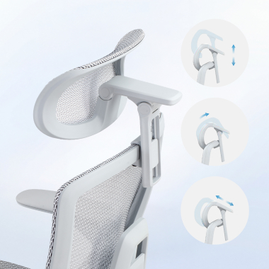 ergonomic chair white grey halo z3 mesh 4d adjustable armrests lumbar support headrest extendable footrest 7