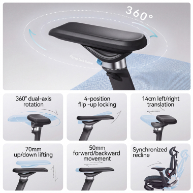 ergonomic chair black glide ultra mesh 5d adjustable armrests lumbar support headrest extendable footrest 8