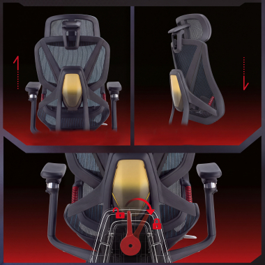 ergonomic chair black glide ultra mesh 5d adjustable armrests lumbar support headrest extendable footrest 7
