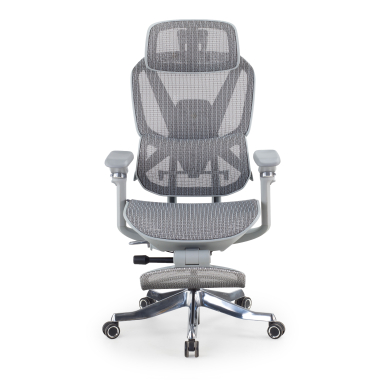 ergonomic chair white grey glide ultra mesh 5d adjustable armrests lumbar support headrest extendable footrest 3
