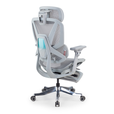 ergonomic chair white grey glide ultra mesh 5d adjustable armrests lumbar support headrest extendable footrest 10